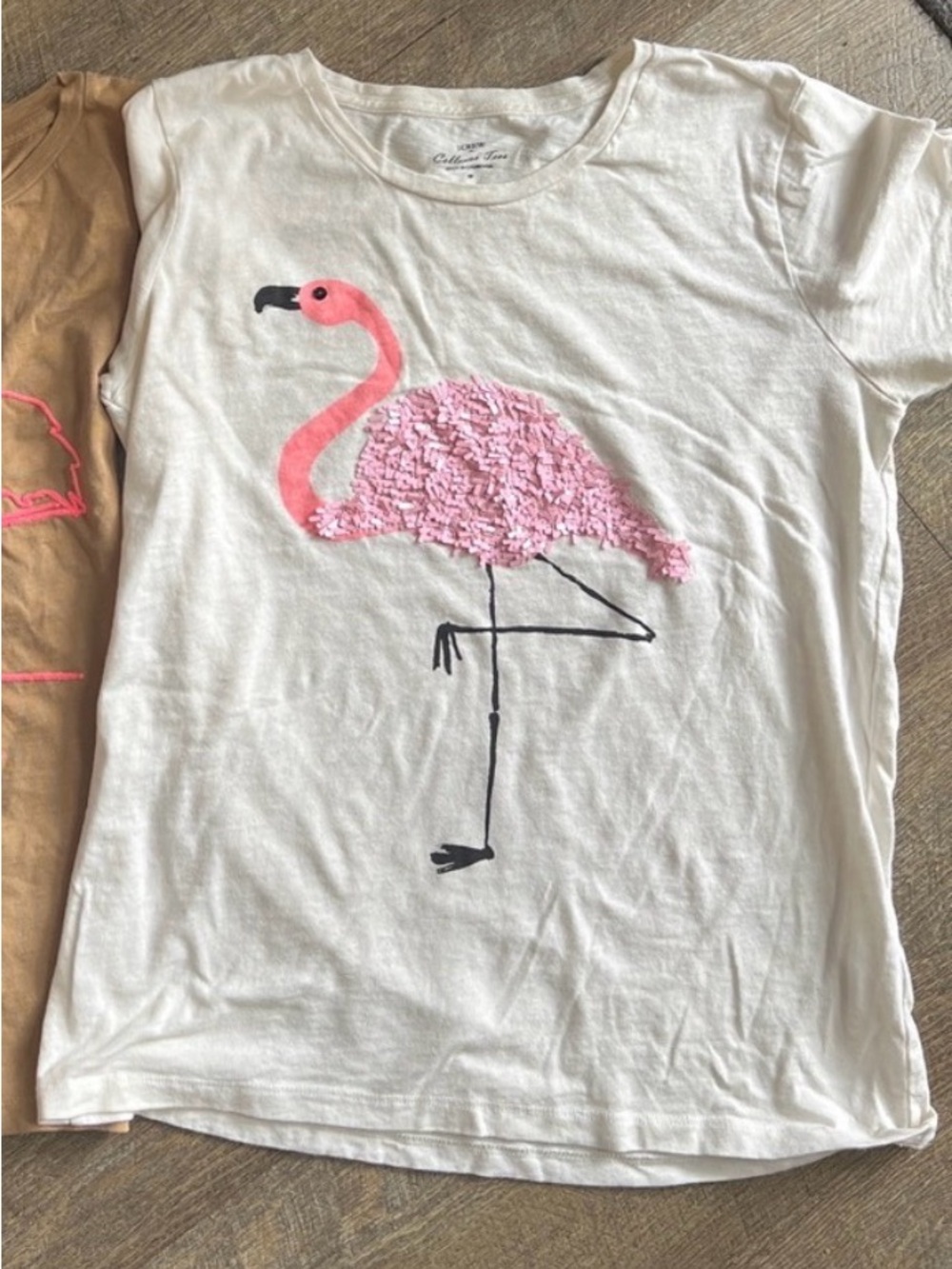 J. Crew Sequin Flamingo Collector Tee